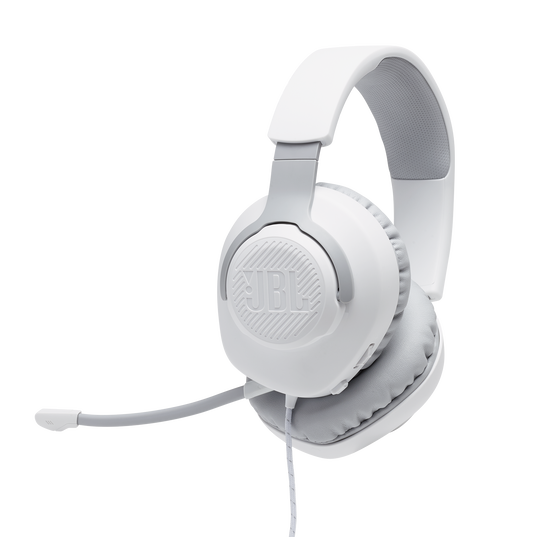 JBL Quantum 100 - White - Wired over-ear gaming headset with flip-up mic - Hero
